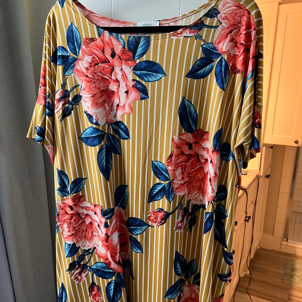 Floral & Yellow Dress/Tunic Style Shirt